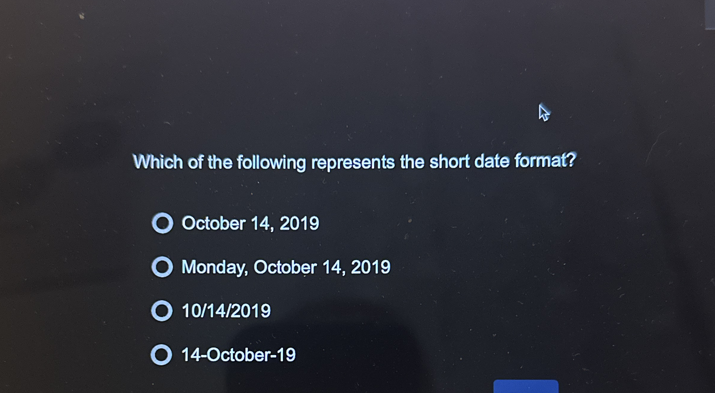 Which of the following represents the short date