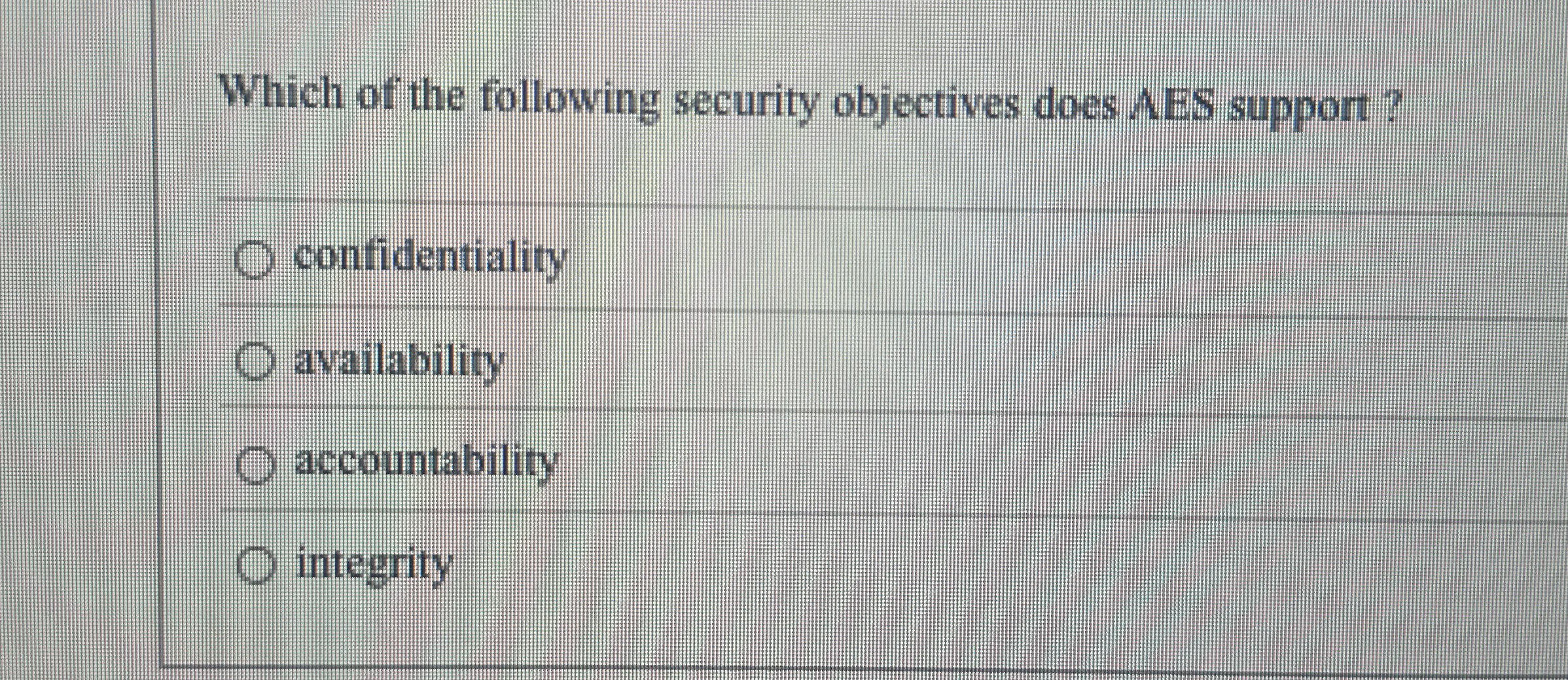 Which of the following security objectives does