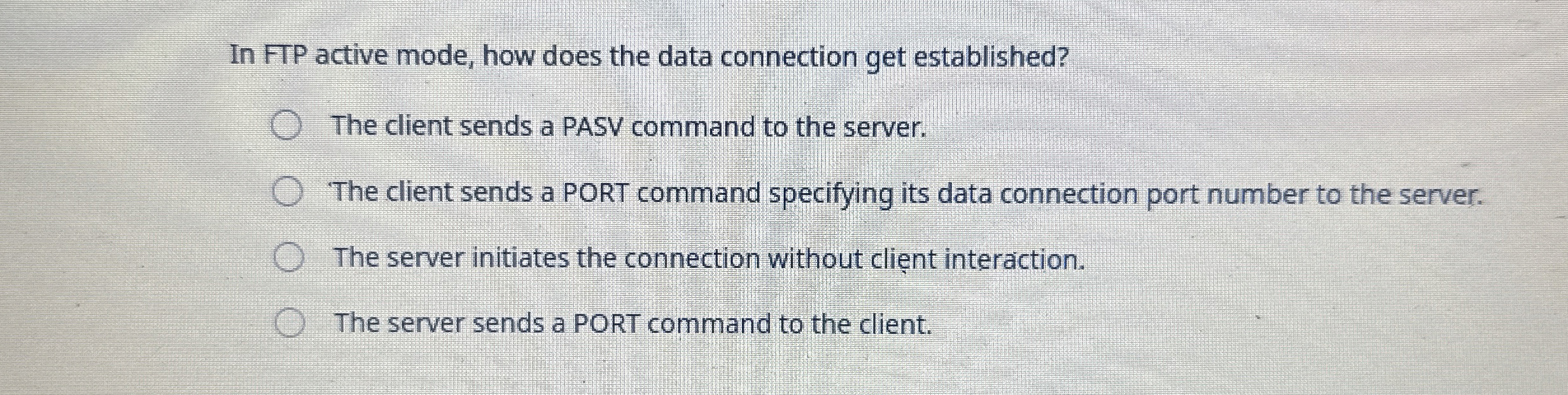 In FTP active mode, how does the data connection