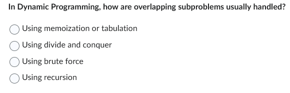 In Dynamic Programming, how are overlapping