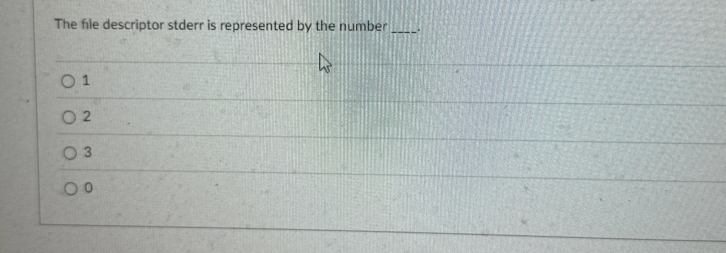The file descriptor stderr is represented by the