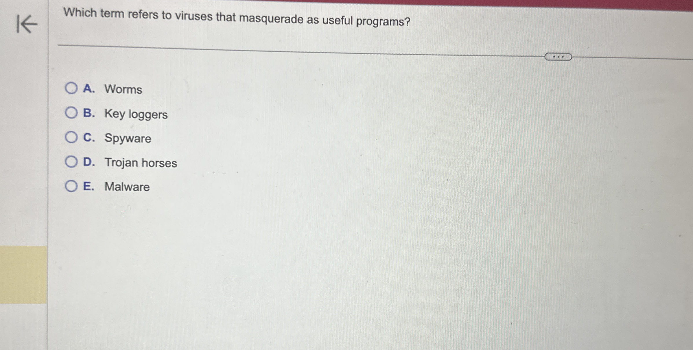 Which term refers to viruses that masquerade as