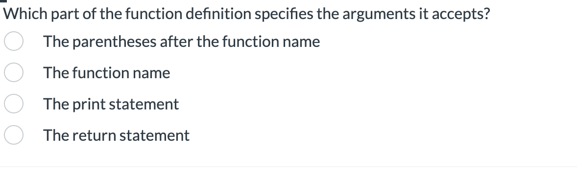 Which part of the function definition specifies
