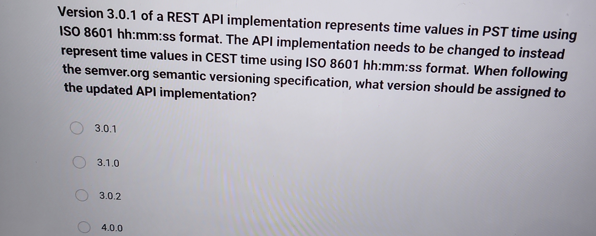Version 3 . 0 . 1 of a REST API implementation