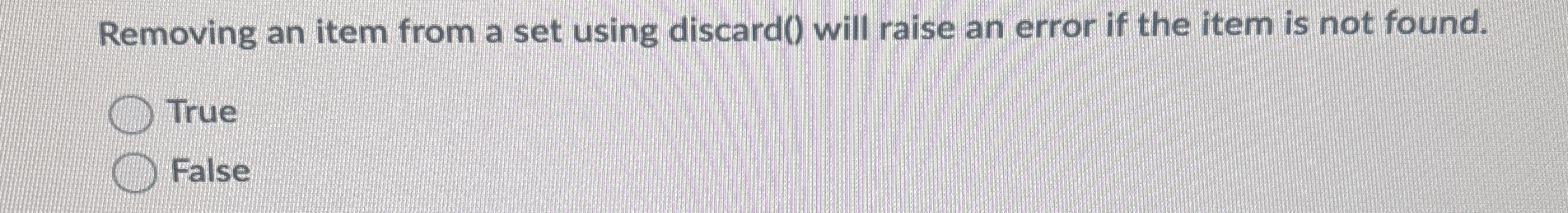 Removing an item from a set using discard ( )