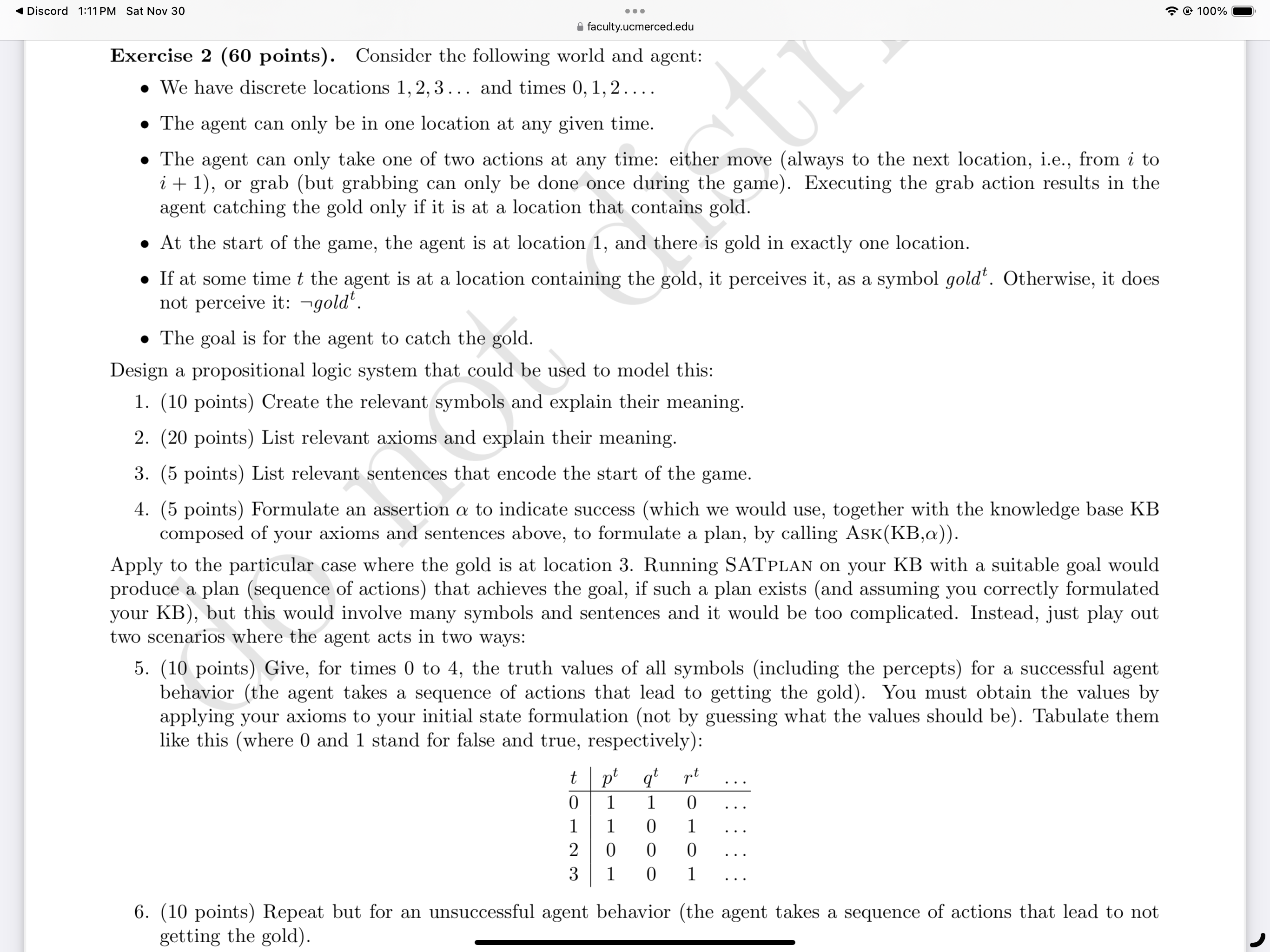 Exercise 2 ( 6 0 points ) . Consider the