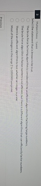 3 Multiple Choice 1 point Select the statement