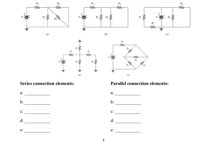 Series connection elements: a: b: c: d: e: