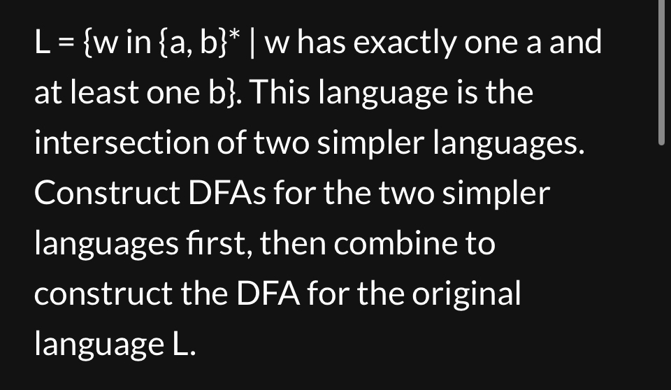 L = { w in { a , b } * * | w | | has exactly one