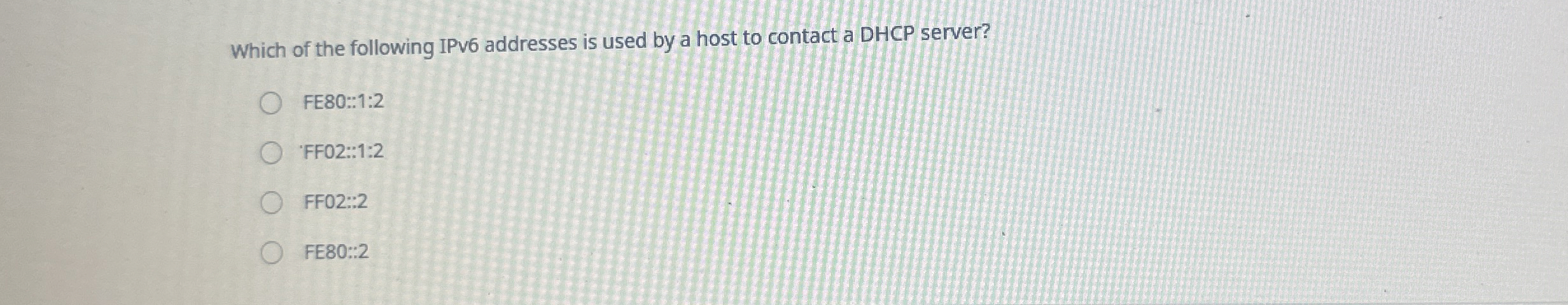 Which of the following IPv 6 addresses is used by