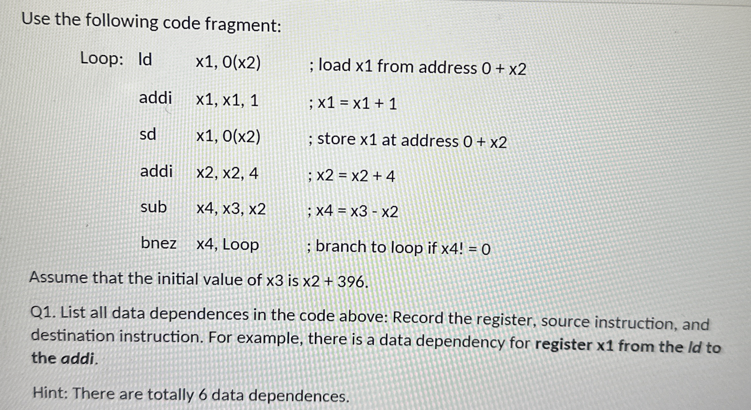 Use the following code fragment: Loop: I d x 1 ,