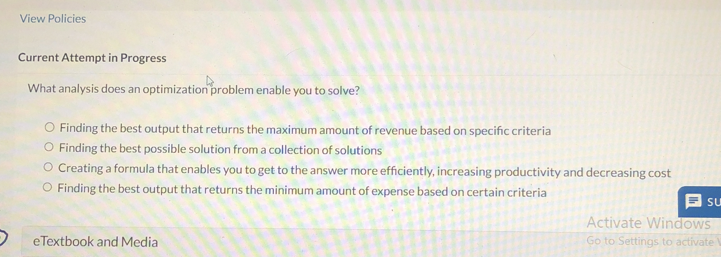 View Policies Current Attempt in Progress What