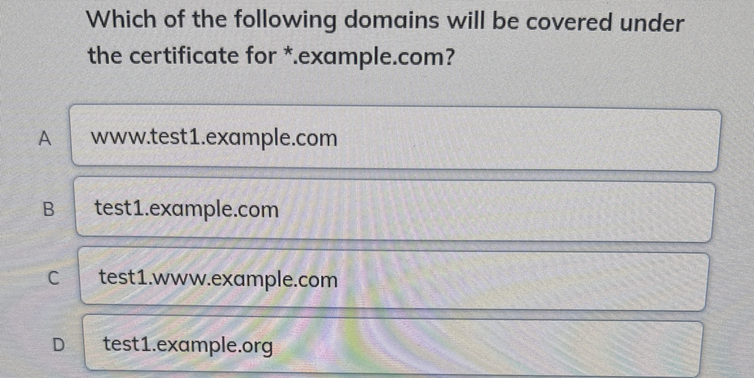 Which of the following domains will be covered