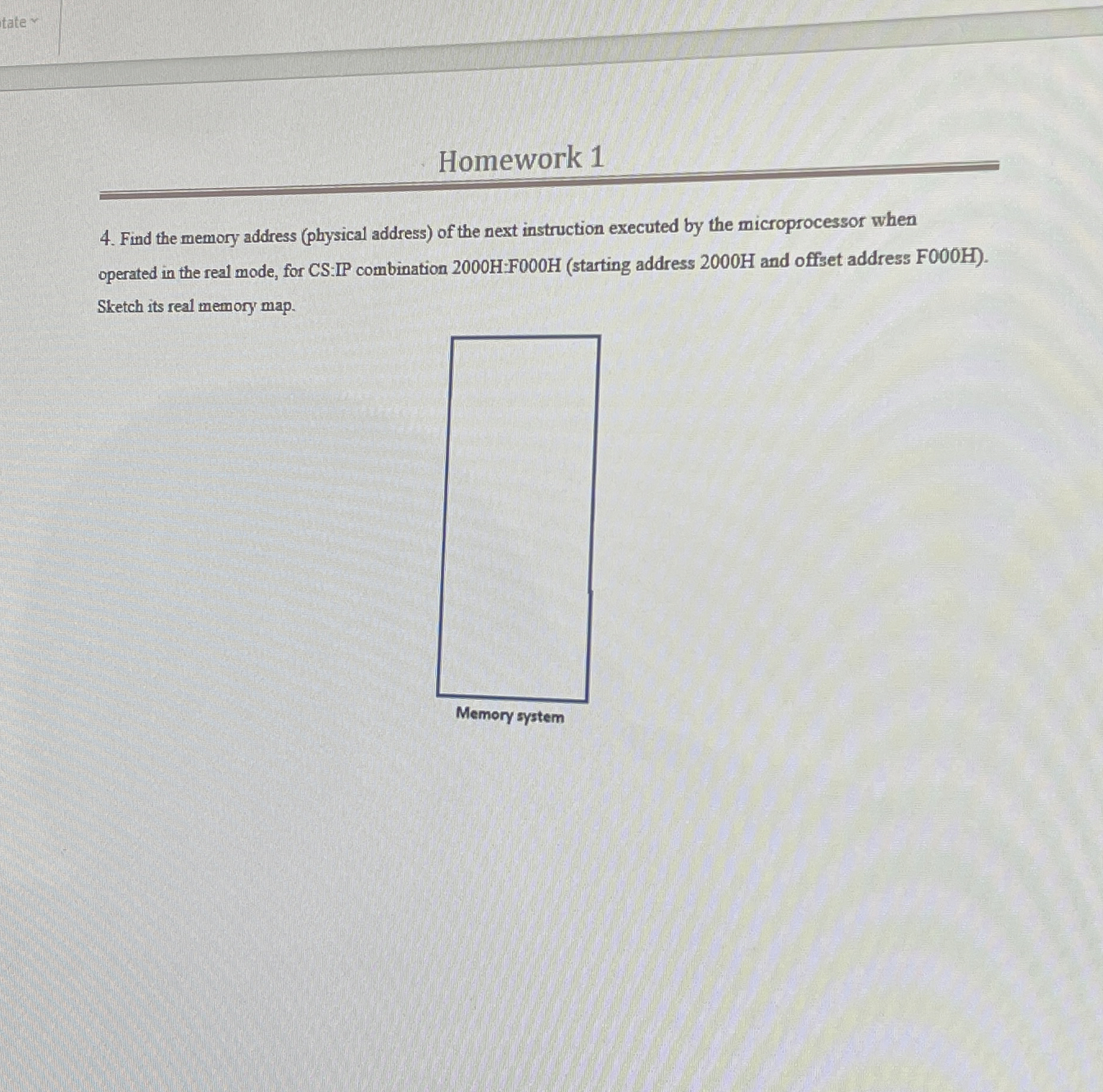 Homework 1 Find the memory address ( physical