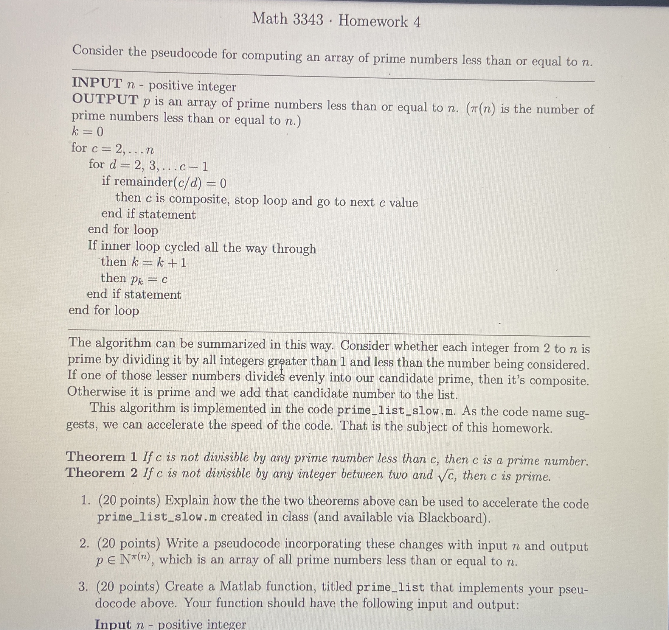 Math 3 3 4 3 * Homework 4 Consider the pseudocode