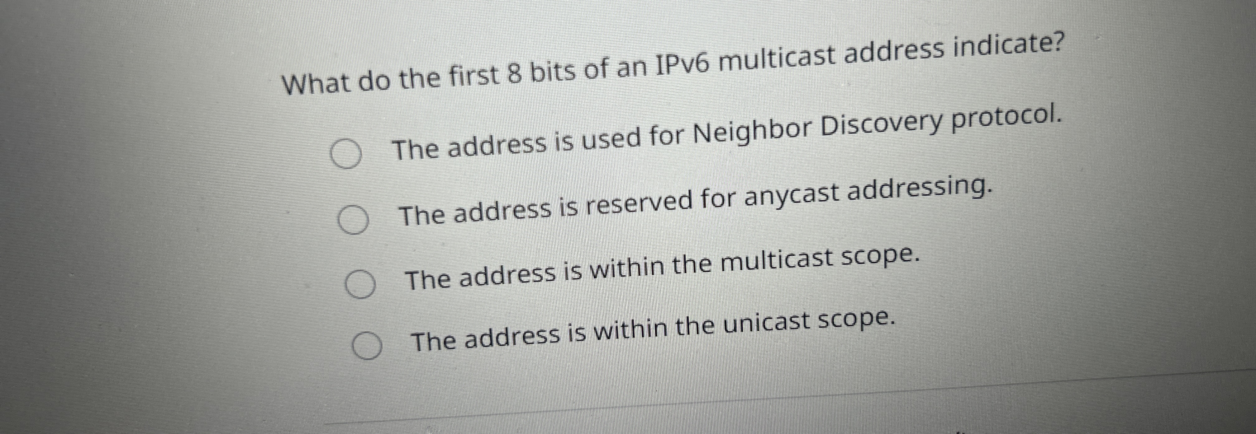 What do the first 8 bits of an IPv 6 multicast