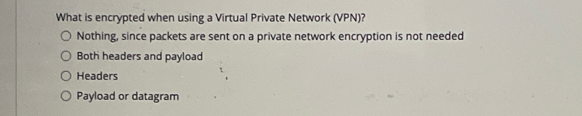 What is encrypted when using a Virtual Private