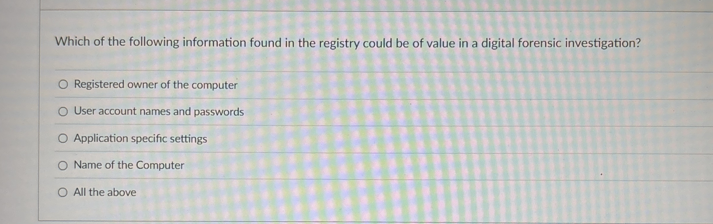 Which of the following information found in the