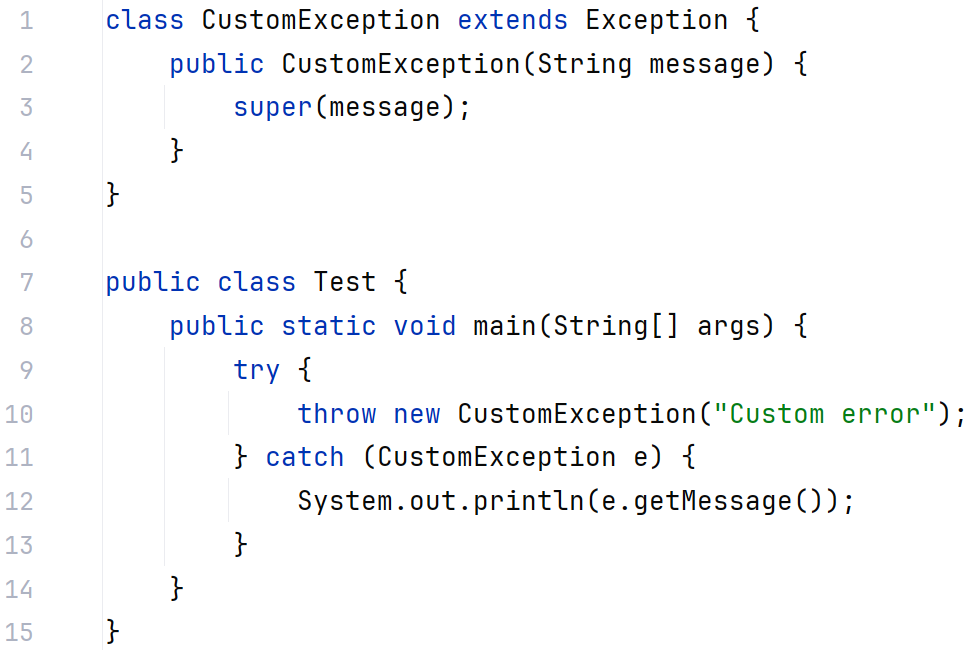 What will code output? class CustomException