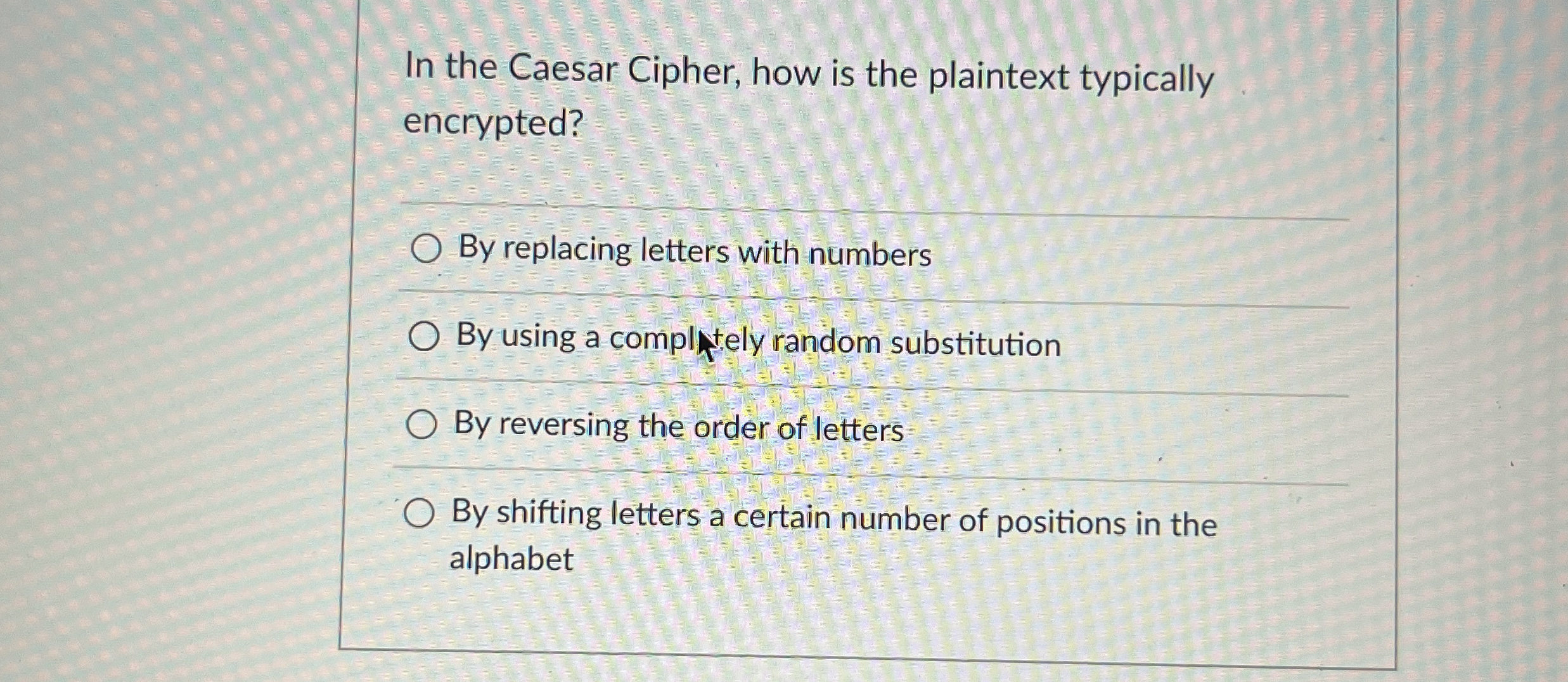 In the Caesar Cipher, how is the plaintext