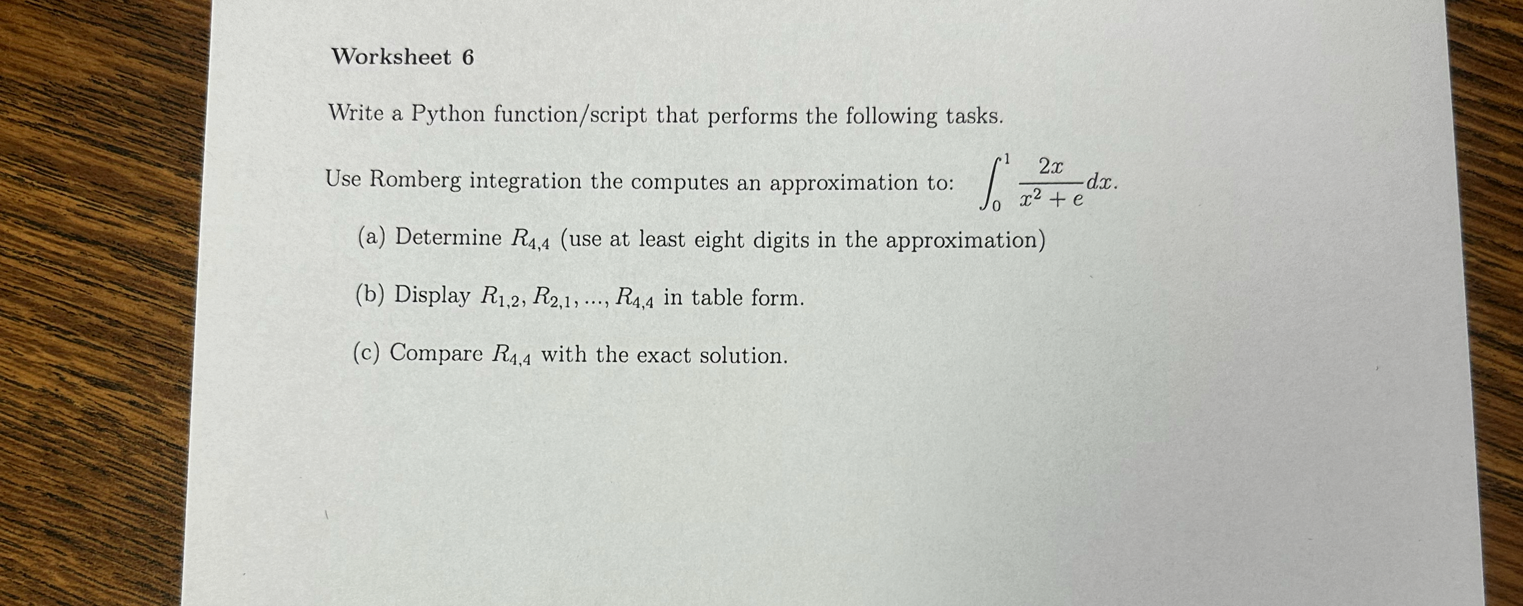 Worksheet 6 Write a Python function / script that