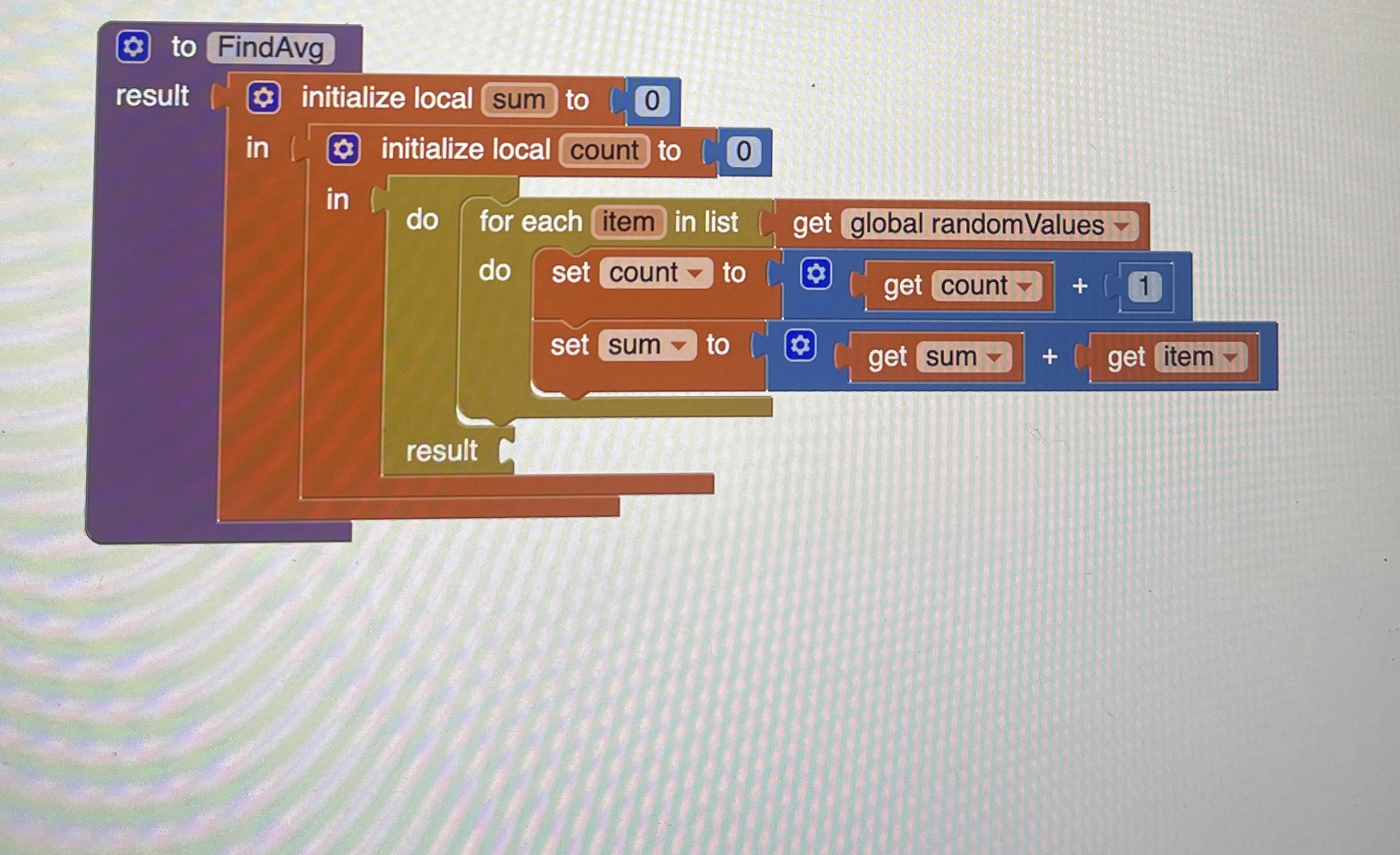 How can i make an Find Average procedure thats
