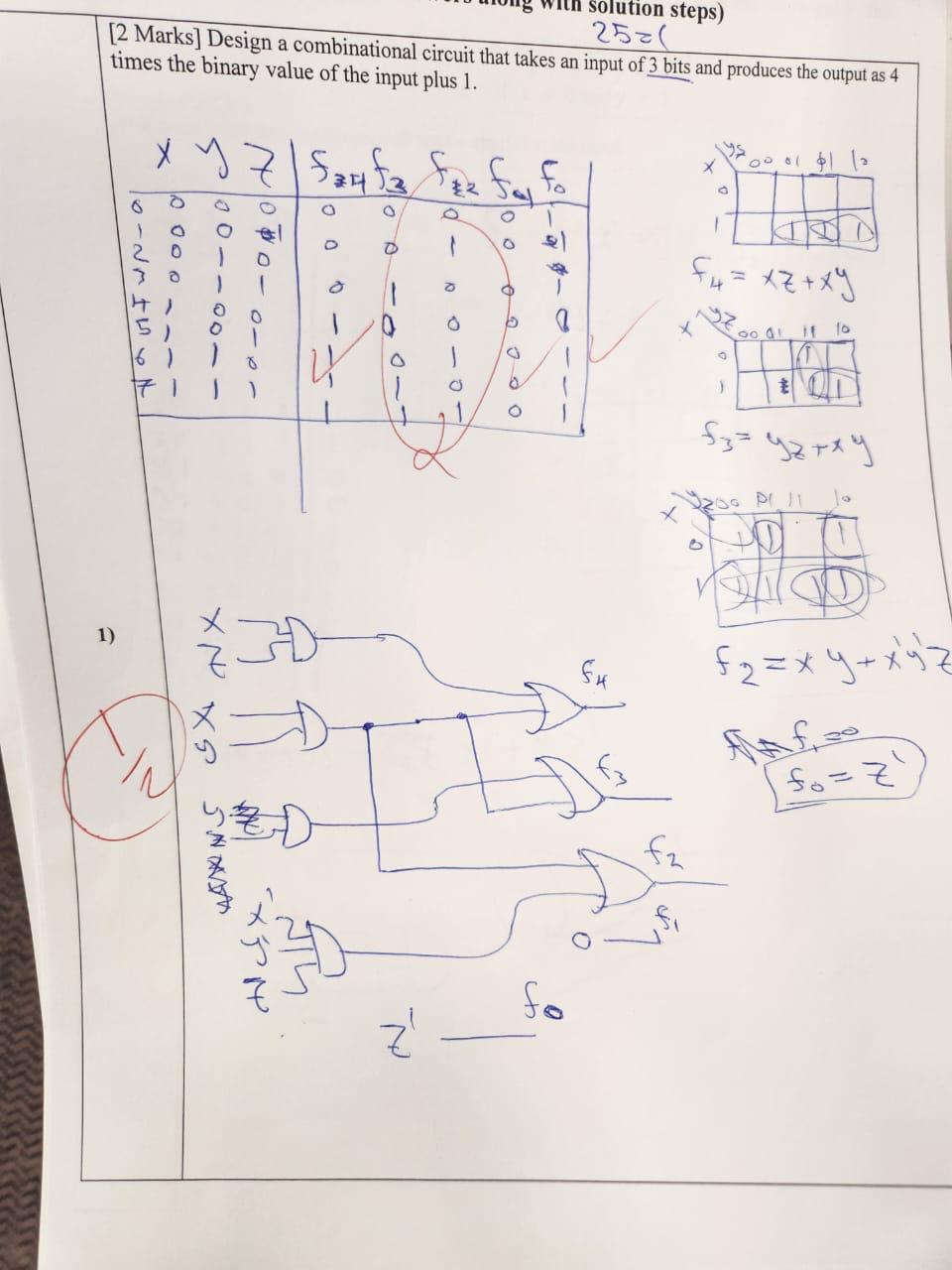 [ 2 Marks ] Design a combinational circuit that