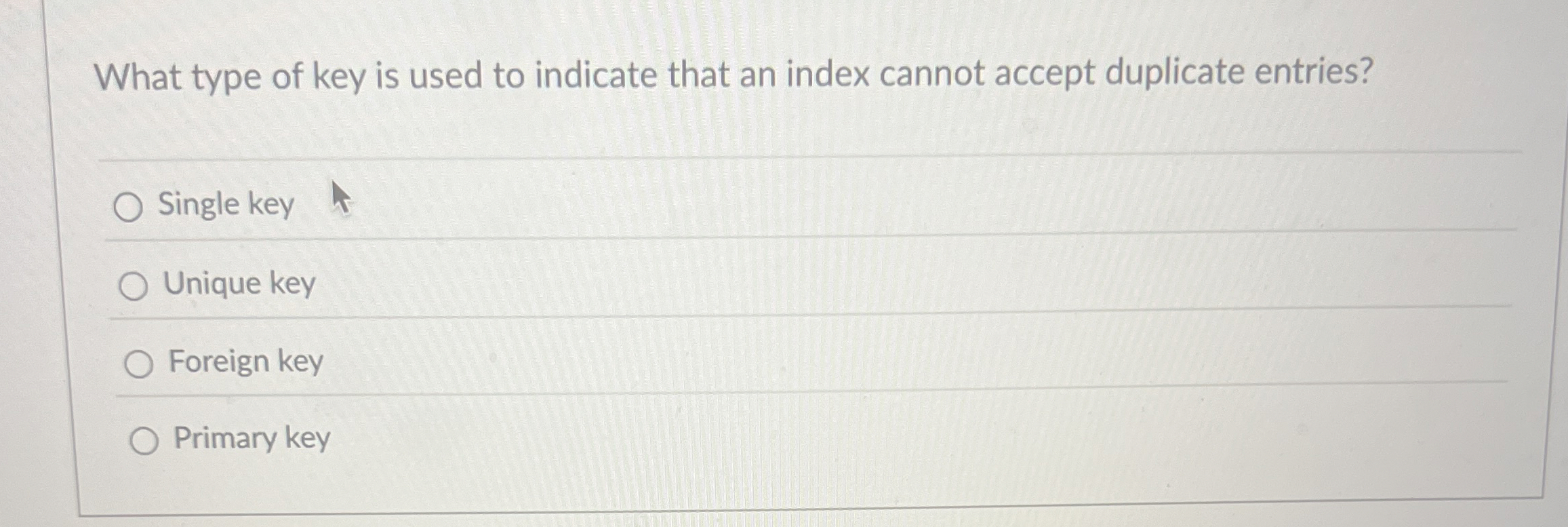 What type of key is used to indicate that an