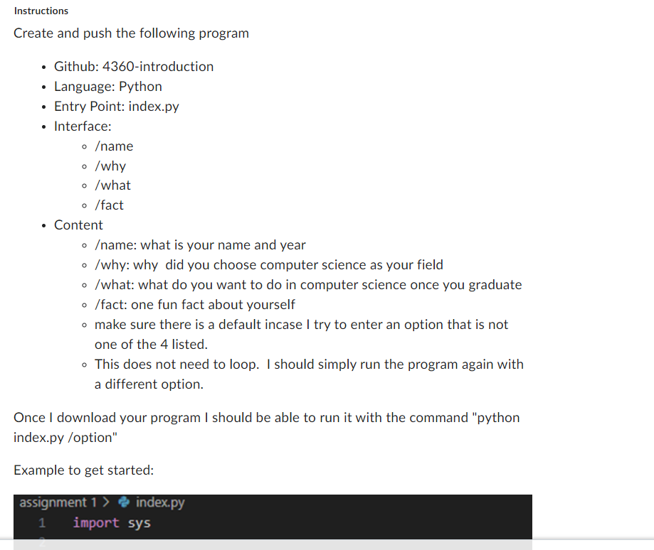 Instructions Create and push the following