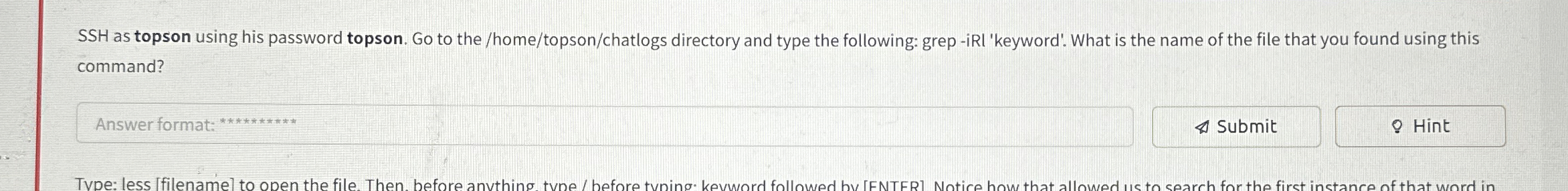 SSH as topson using his password topson. Go to