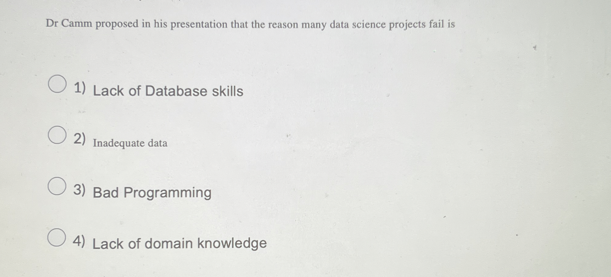 Dr Camm proposed in his presentation that the