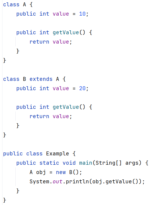 What will code output?class A { public int value