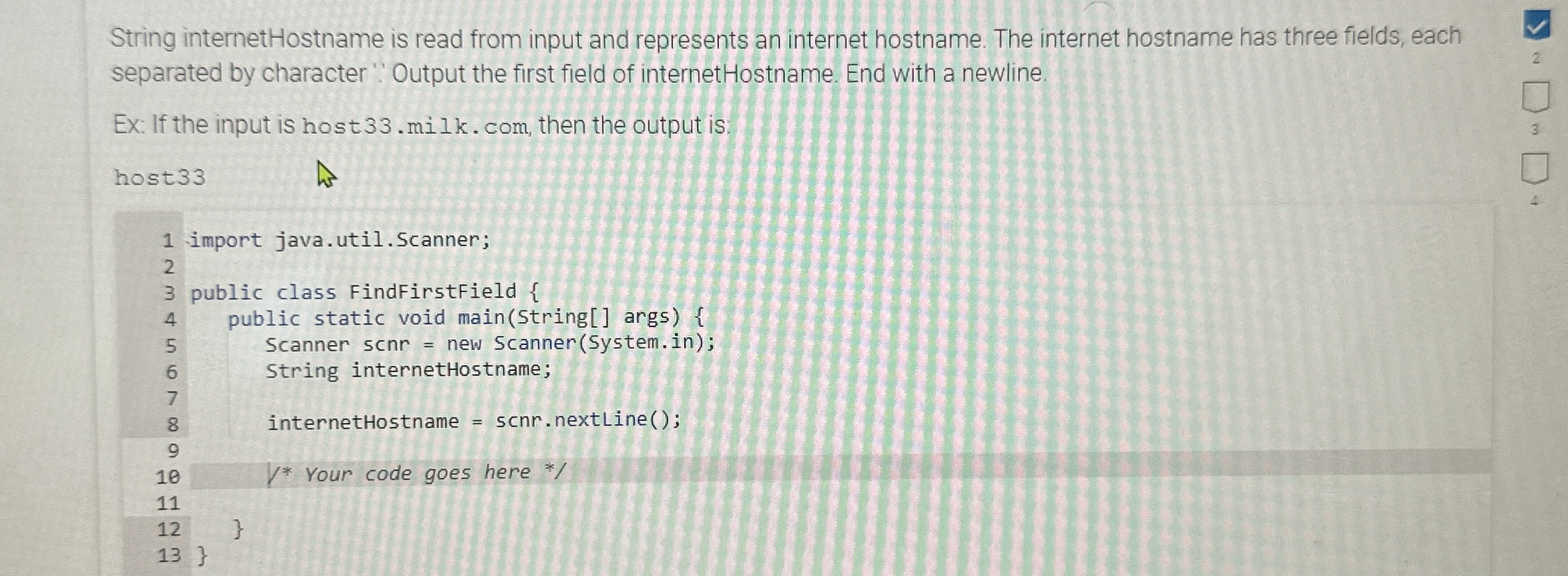 String internetHostname is read from input and
