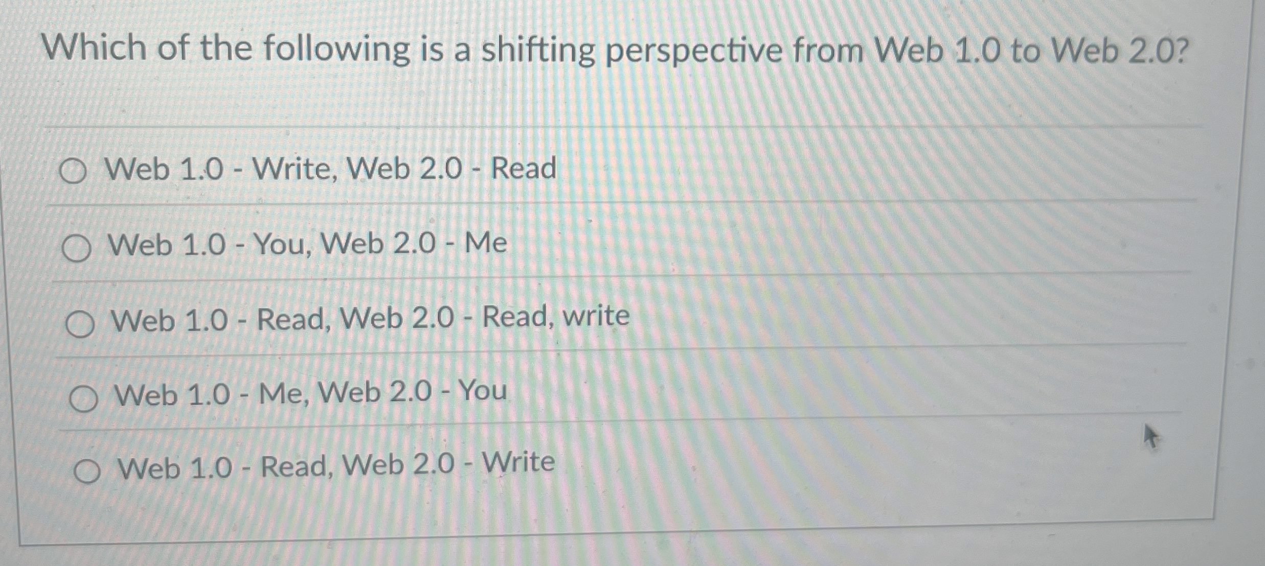 Which of the following is a shifting perspective