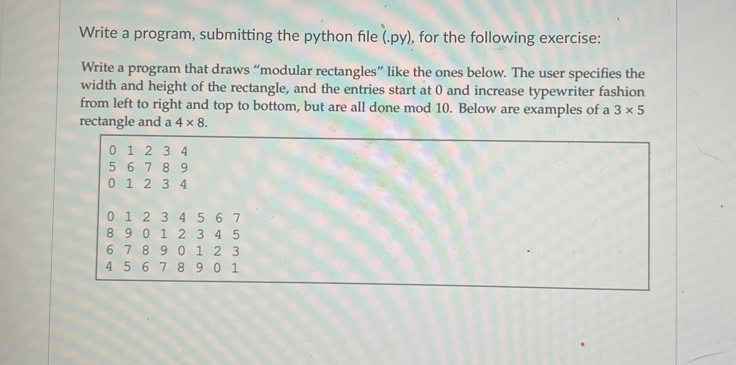 Write a program, submitting the python file ( .
