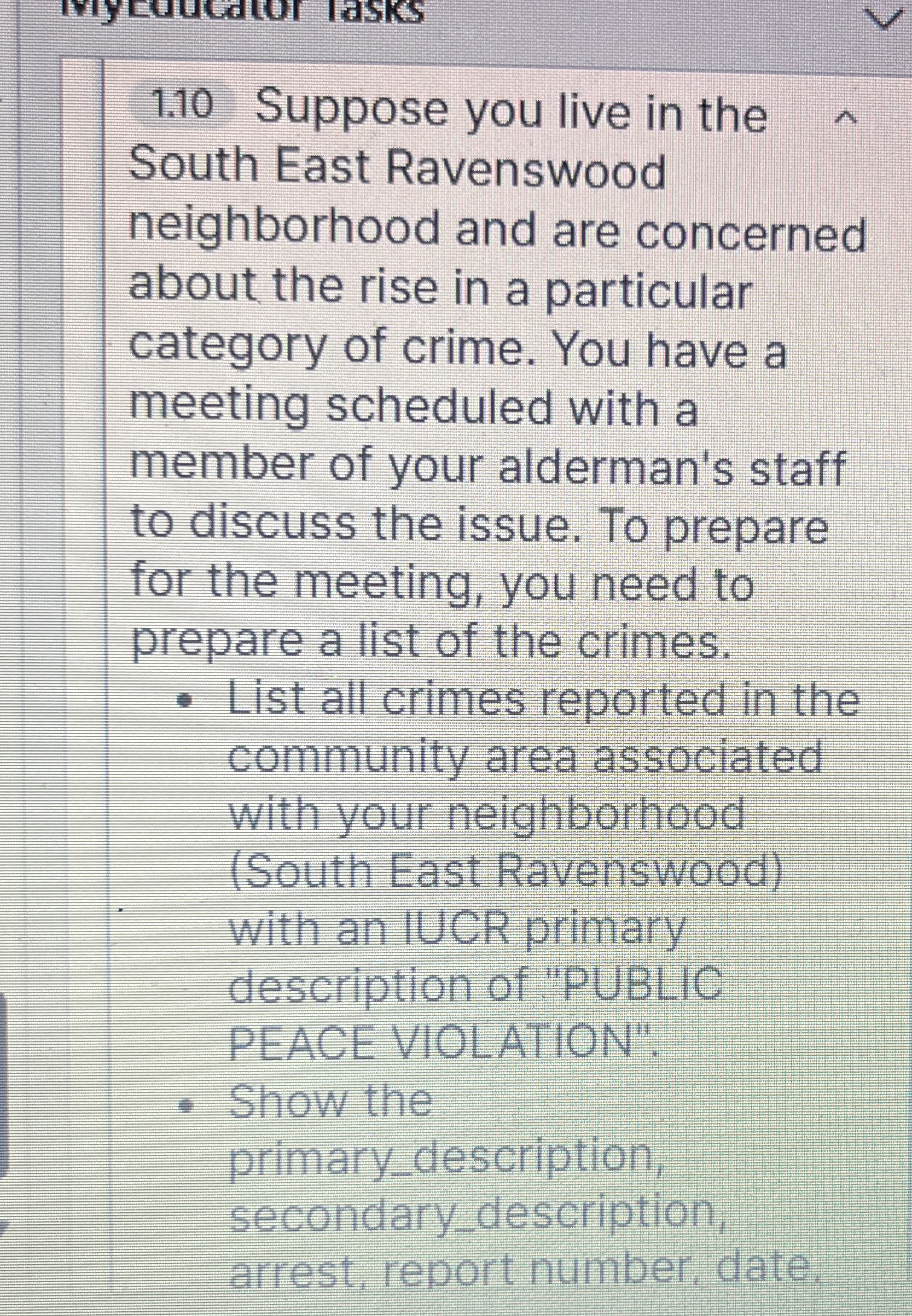 1 . 1 0 Suppose you live in the South East