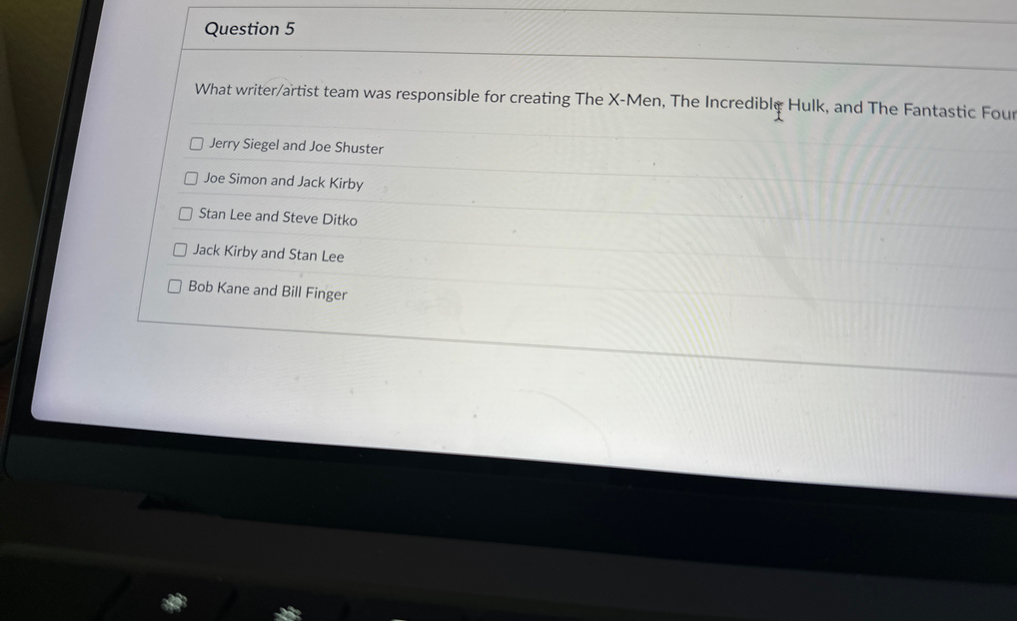 Question 5 What writer / artist team was