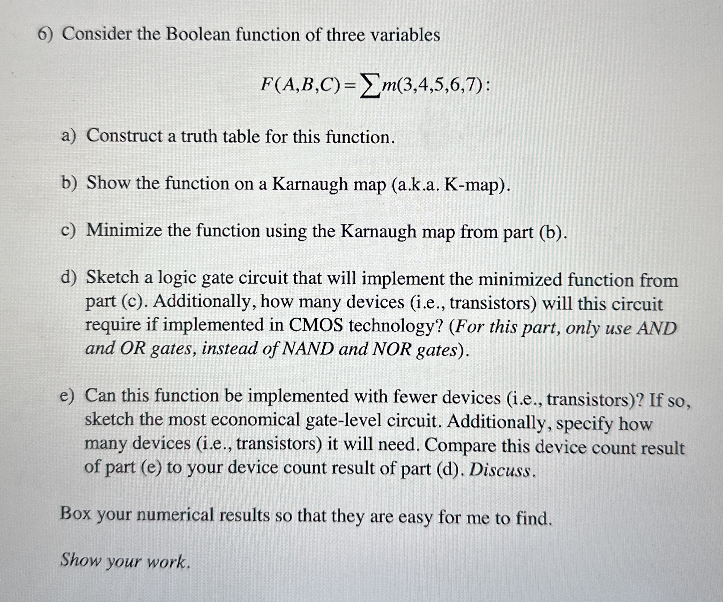 Consider the Boolean function of three variables