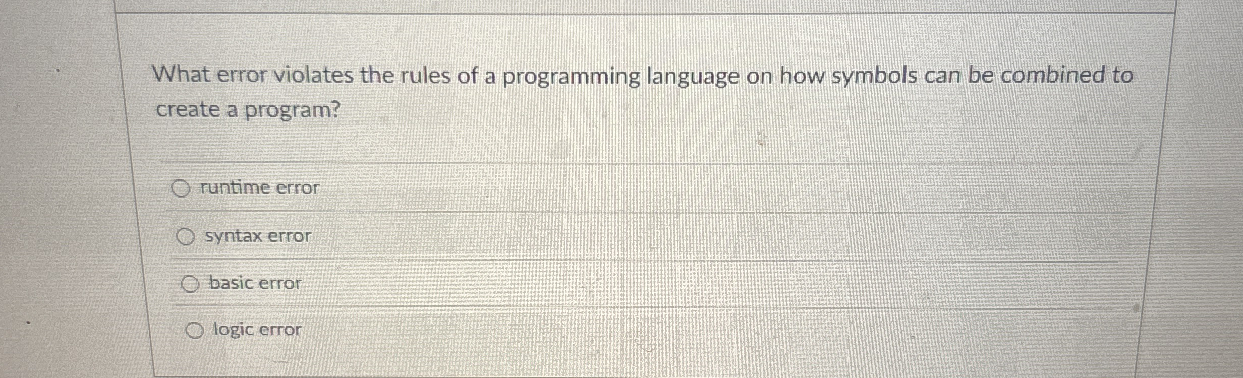 What error violates the rules of a programming