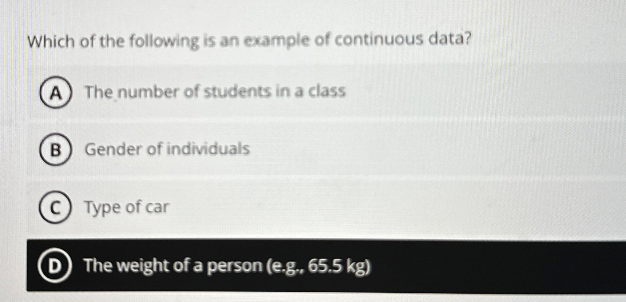 Which of the following is an example of