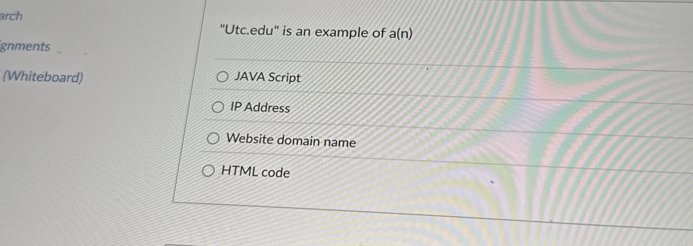 " Utc.edu" is an example of a ( n ) JAVA Script