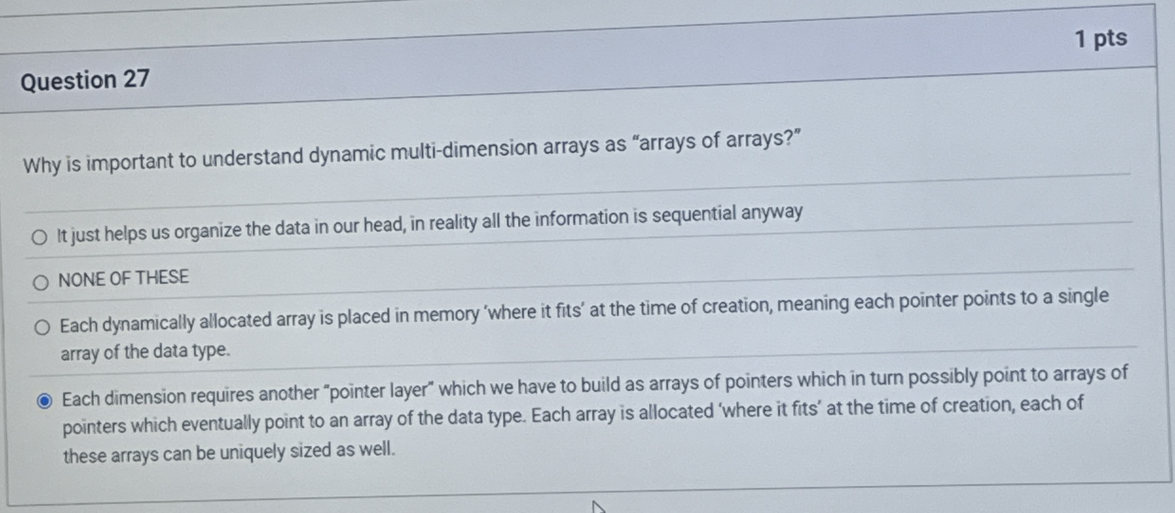 Question 2 7 1 pts Why is important to understand