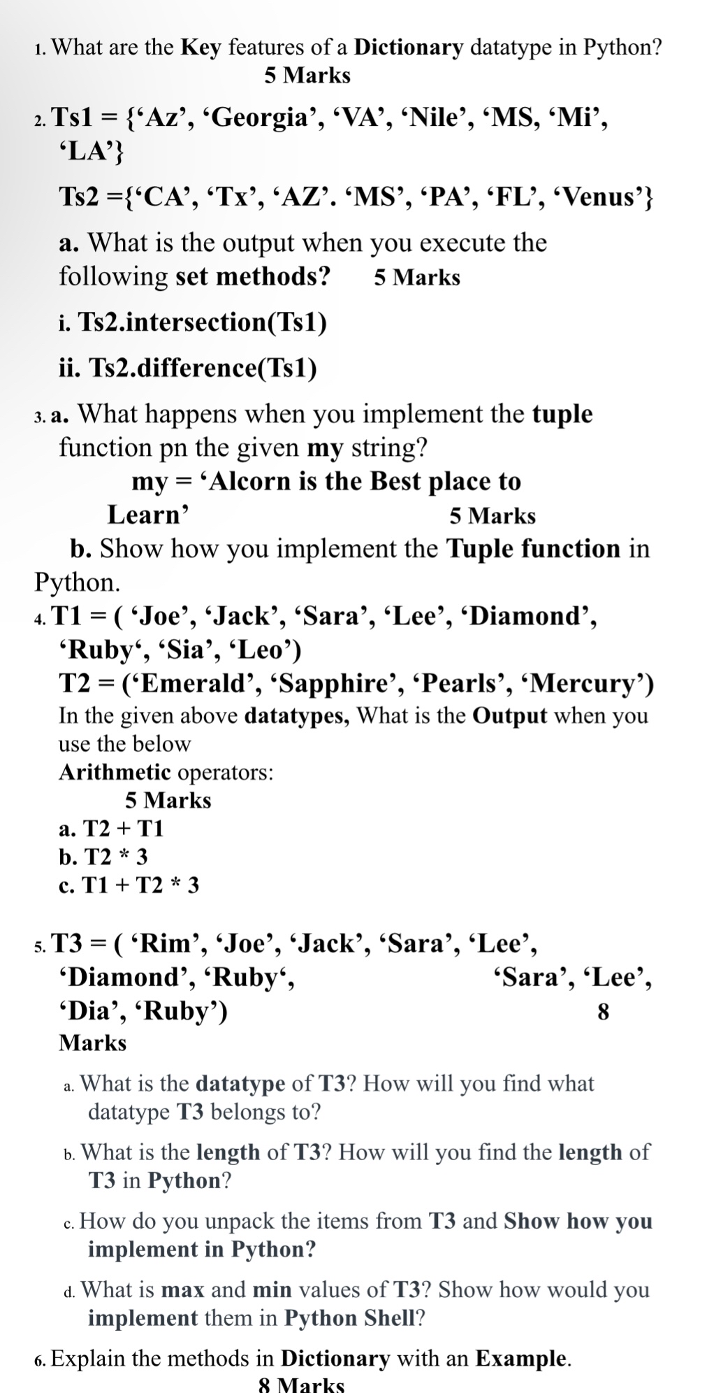 What are the Key features of a Dictionary