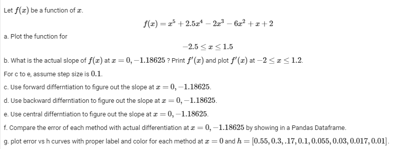 { USE PYTHON ONLY } Let f ( x ) be a function of