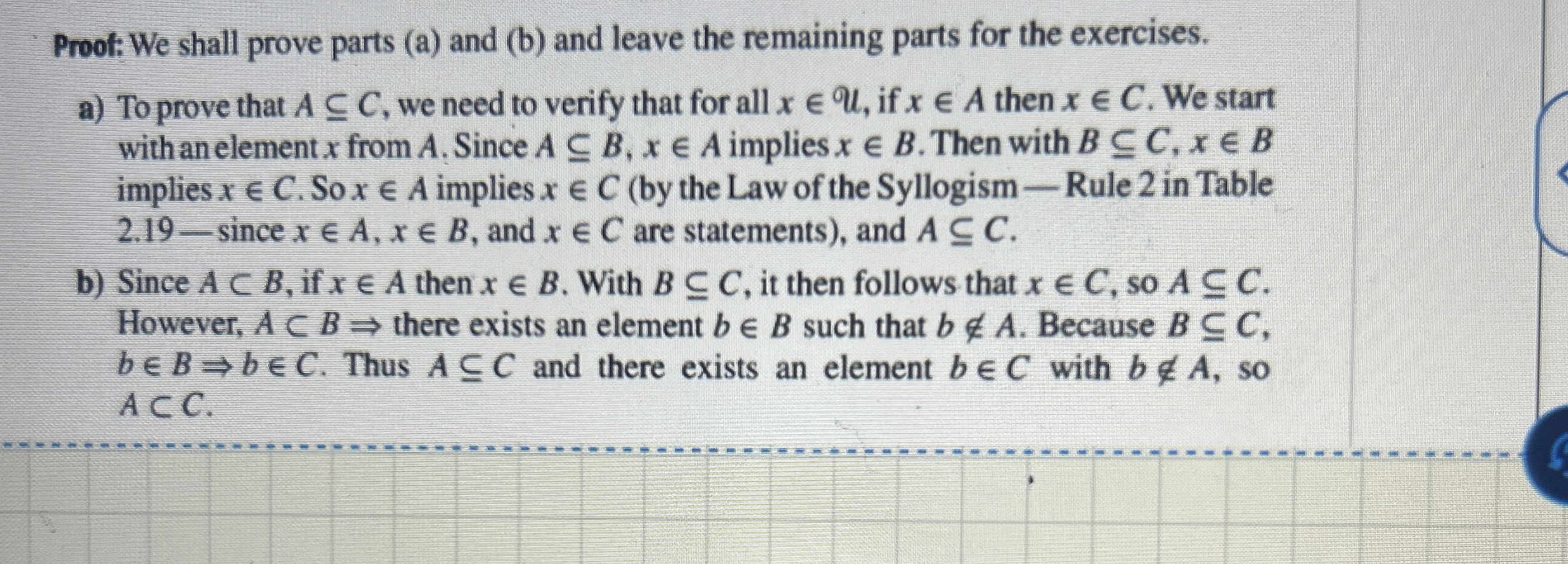 Proof: We shall prove parts ( a ) and ( b ) and