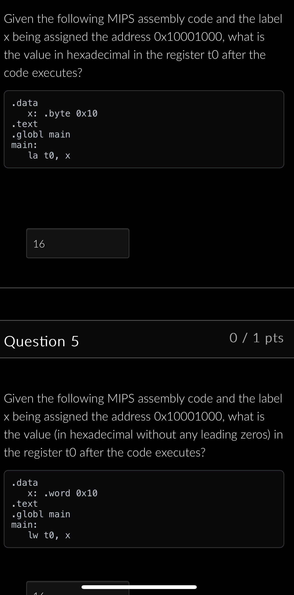 Given the following MIPS assembly code and the