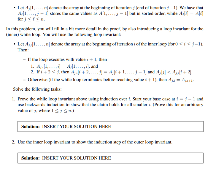 Recall the Insertion - Sort algorithm InSERTION -