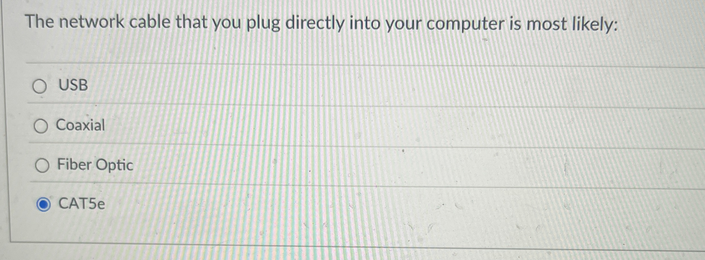 The network cable that you plug directly into