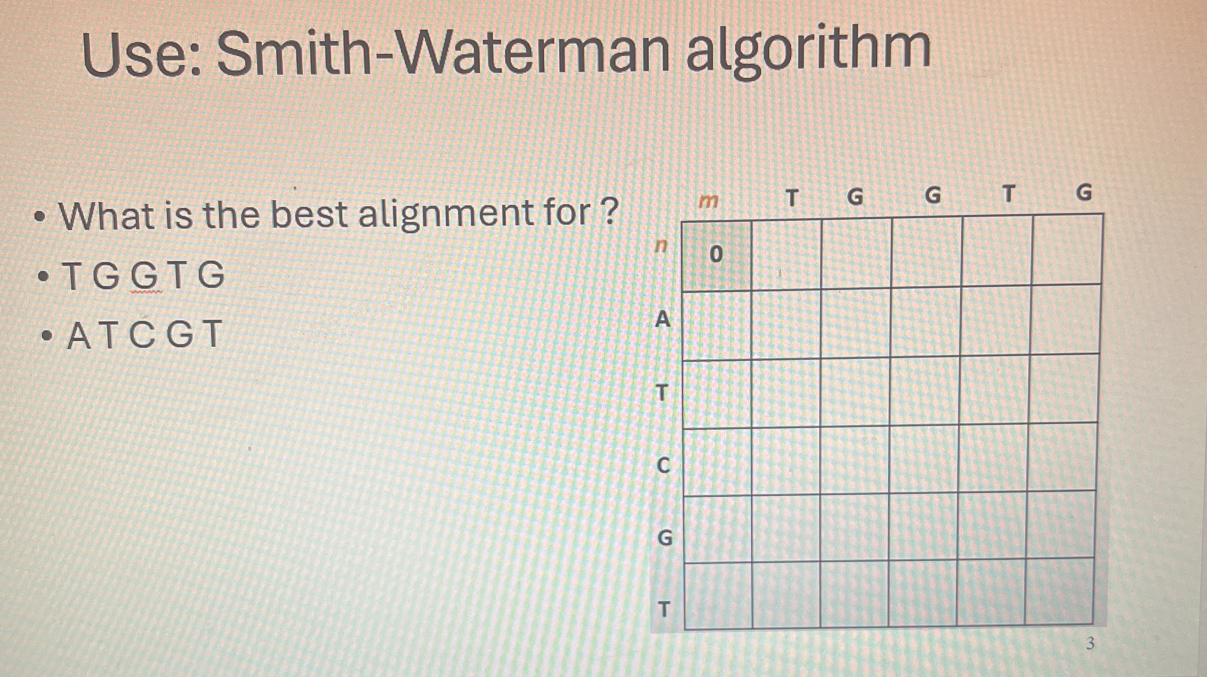 Use: Smith - Waterman algorithm - What is the