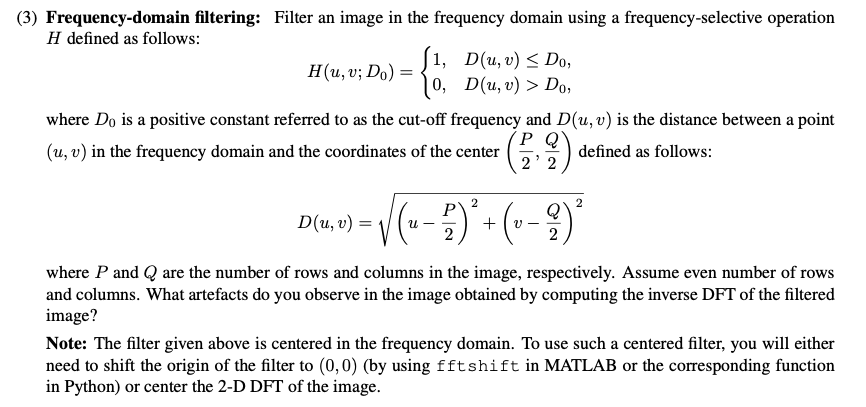 ( 3 ) Frequency - domain filtering: Filter an